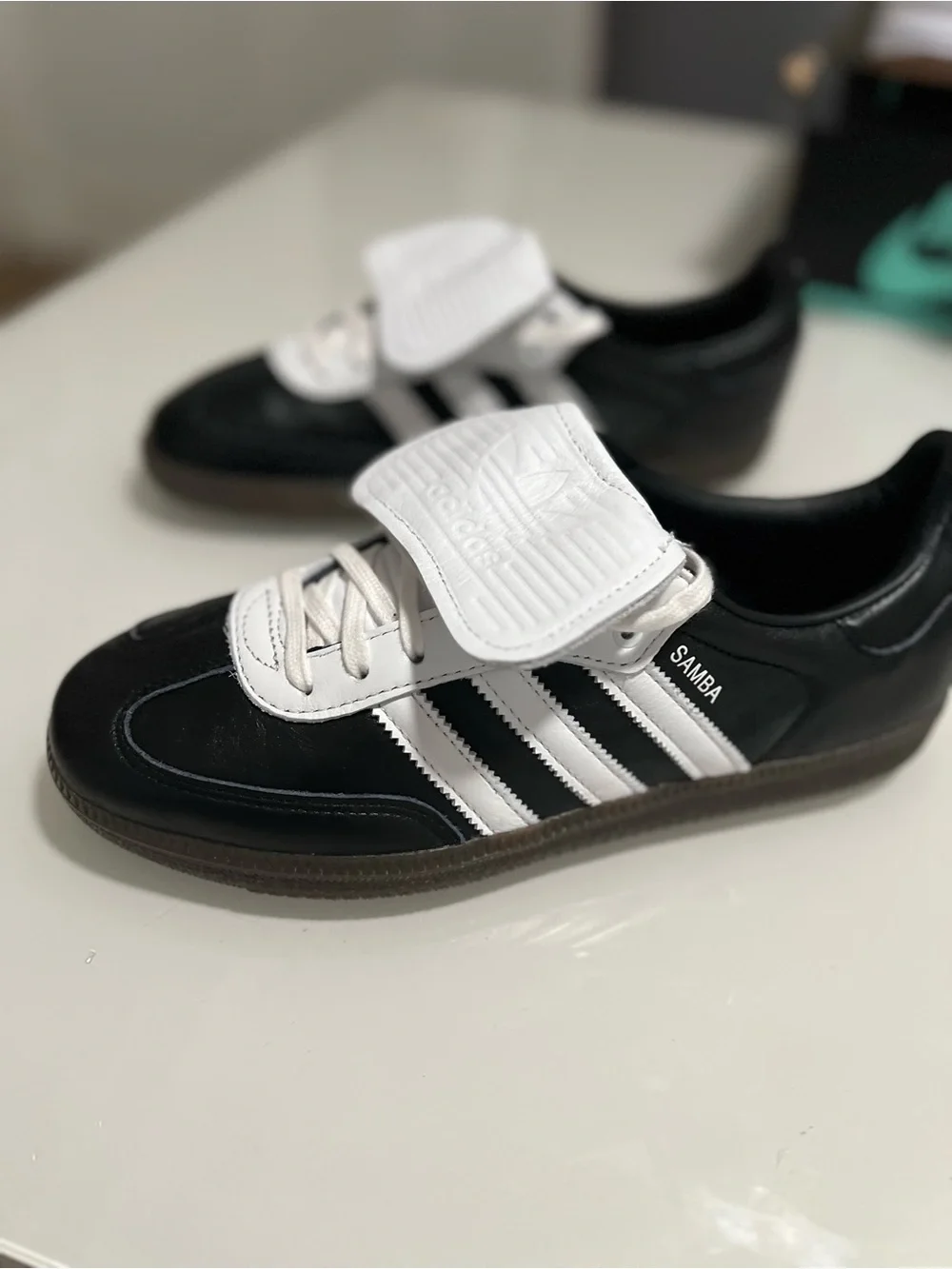 adidas Samba Men’s Black and White Leather Athletic Sneakers